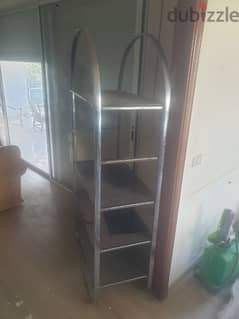 Vintage 1970 chrome shelf and smoked glass