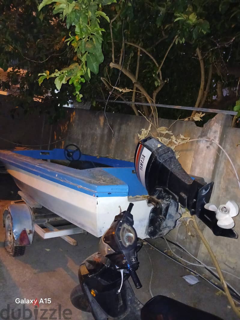 Boat fiberglass 60 HP 2 strokes - لانش فيبرغلاس -  طول 5 عرض 2 0