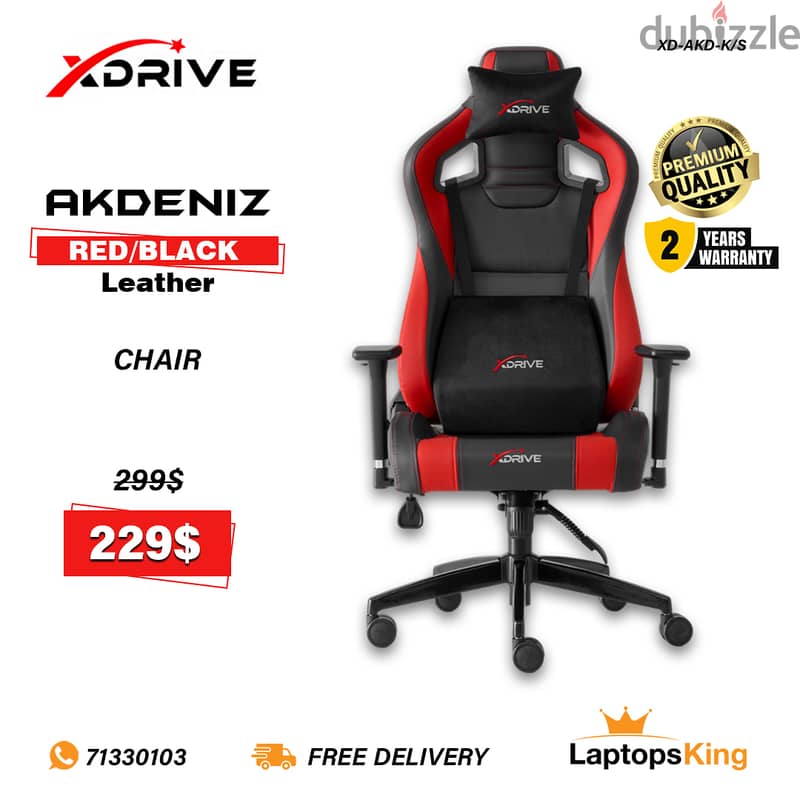 XDRIVE AKDENIZ XD-AKD-K/S RED/BLACK LEATHER CHAIR 0