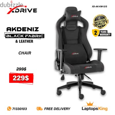 XDRIVE AKDENIZ XD-AK-KM-S/S BLACK FABRIC & LEATHER CHAIR