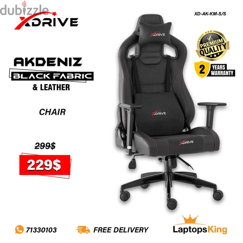 XDRIVE AKDENIZ XD-AK-KM-S/S BLACK FABRIC & LEATHER CHAIR 0