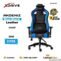 XDRIVE AKDENIZ XD-AKD-M/S BLUE/BLACK LEATHER CHAIR