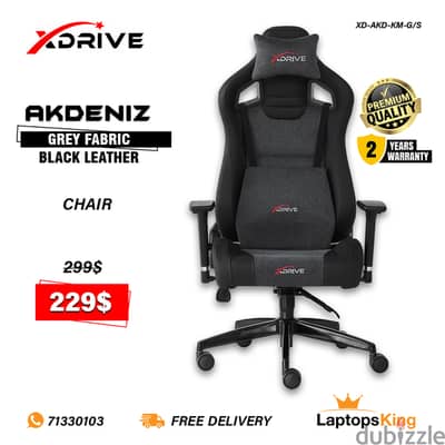 XDRIVE AKDENIZ XD-AKD-KM-G/S GREY FABRIC / BLACK LEATHER CHAIR