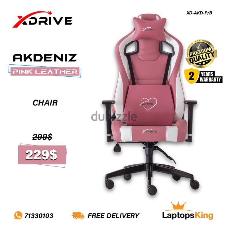 XDRIVE AKDENIZ XD-AKD-P/B PINK LEATHER CHAIR 0