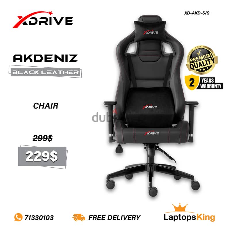 XDRIVE AKDENIZ XD-AKD-S/S BLACK LEATHER CHAIR 0