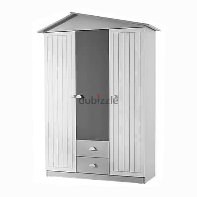 Wooden Kids Wardrobe Grey & White