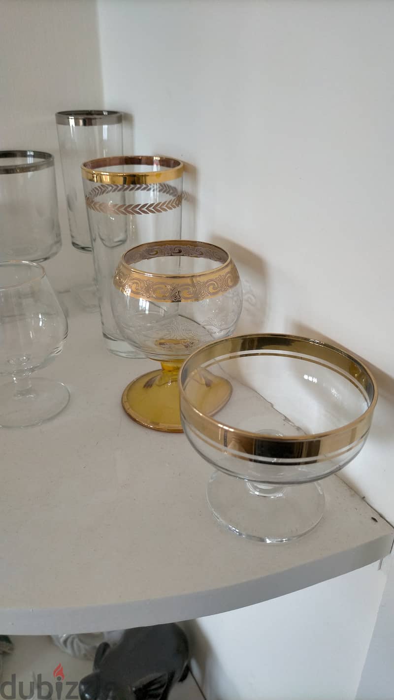 Assorted Drinking Glasses with Gold and Silver Guilding 0