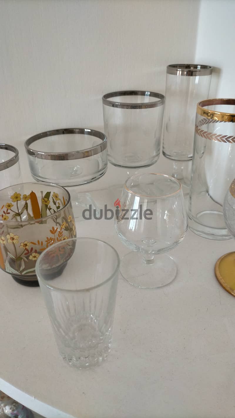 Assorted Drinking Glasses with Gold and Silver Guilding 1