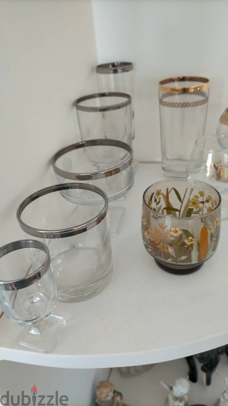 Assorted Drinking Glasses with Gold and Silver Guilding 2