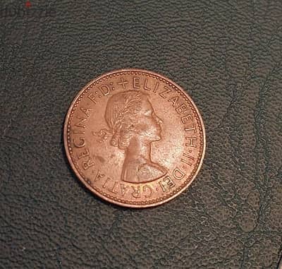 1966 England Queen Elizabeth II half Penny