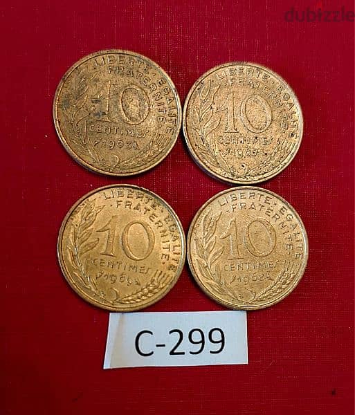 France 1960's Lot# C-299 x 4 coins 1