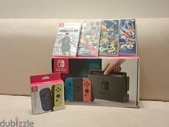 Nintendo switch  with controller and 4 games