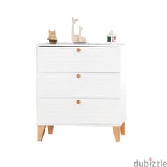 Wooden Baby Dresser with White Drawers 0