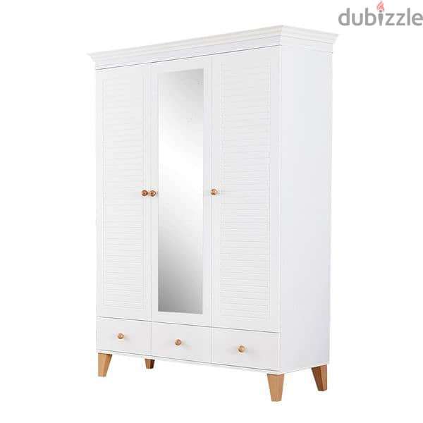 Wooden Wardrobe with 3 Drawers 0