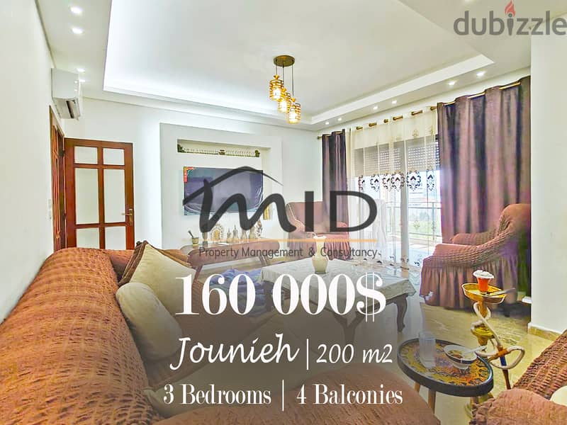 Jounieh | Decorated 3 Bedrooms Apartment | 4 Balconies | 800$/m² 1