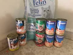 cat food and litter