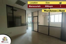 Mansourieh 650m2 | Warehouse | Rent | Easy Access | AA WA | 0