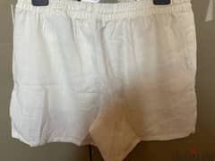 White Linen Drawstring Shorts