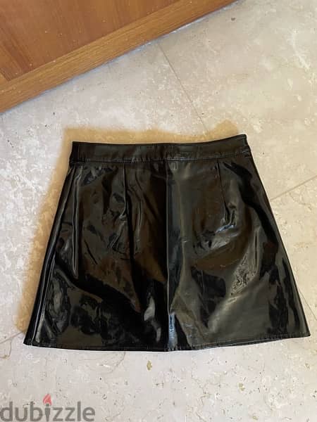 Black Patent Leather Mini Skirt 1