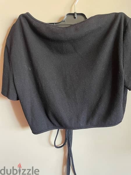 Shein Black V-Neck Crop Top 1