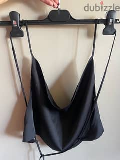 Black Satin Halter Top