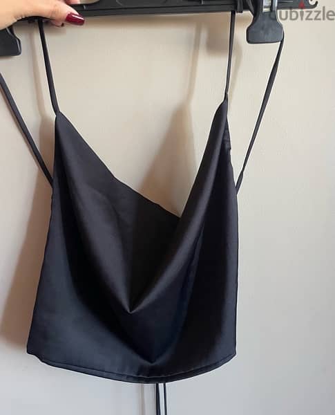 Black Satin Halter Top 1