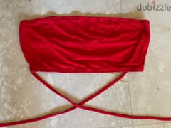 Red Tube Top with Front Ties 0