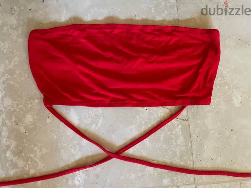 Red Tube Top with Front Ties 0