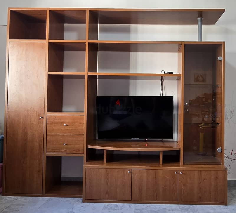 High-End Italian Cherry Wood TV Unit and Bookshelf 1