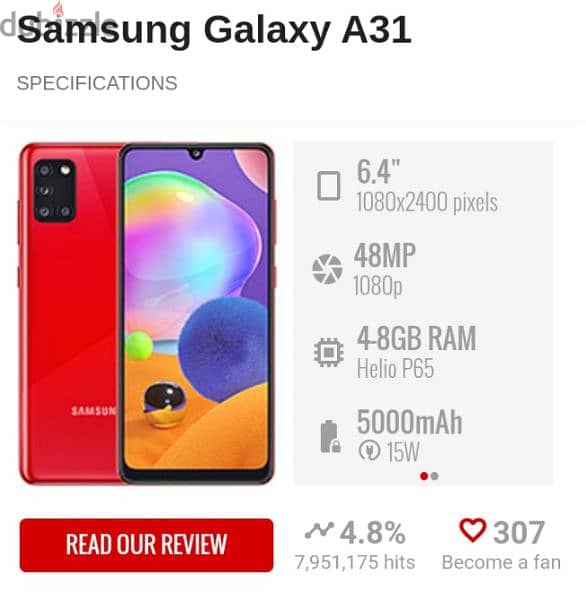 تلفون للبيع ماركة Samsung A31 بعدو شبه جديد كلشي في شغال السعر 85$ 4