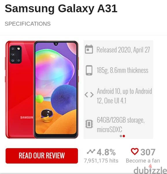 تلفون للبيع ماركة Samsung A31 بعدو شبه جديد كلشي في شغال السعر 85$ 5