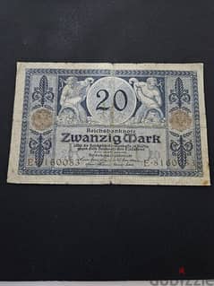 20 german mark 1915 banknote 0