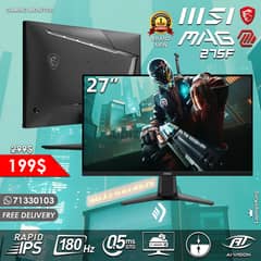 MSI MAG 27” 180HZ 0.5MS TRUE COLOR RAPID IPS AI VISION GAMING MONITOR 0