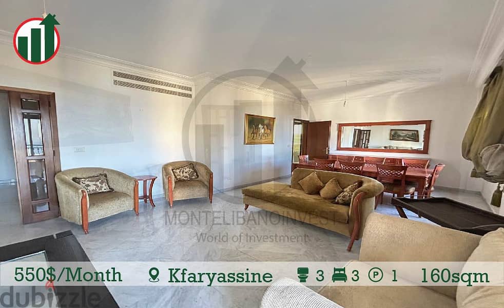 Fully Furnished Apartment for Rent in Kfaryassine !! 2