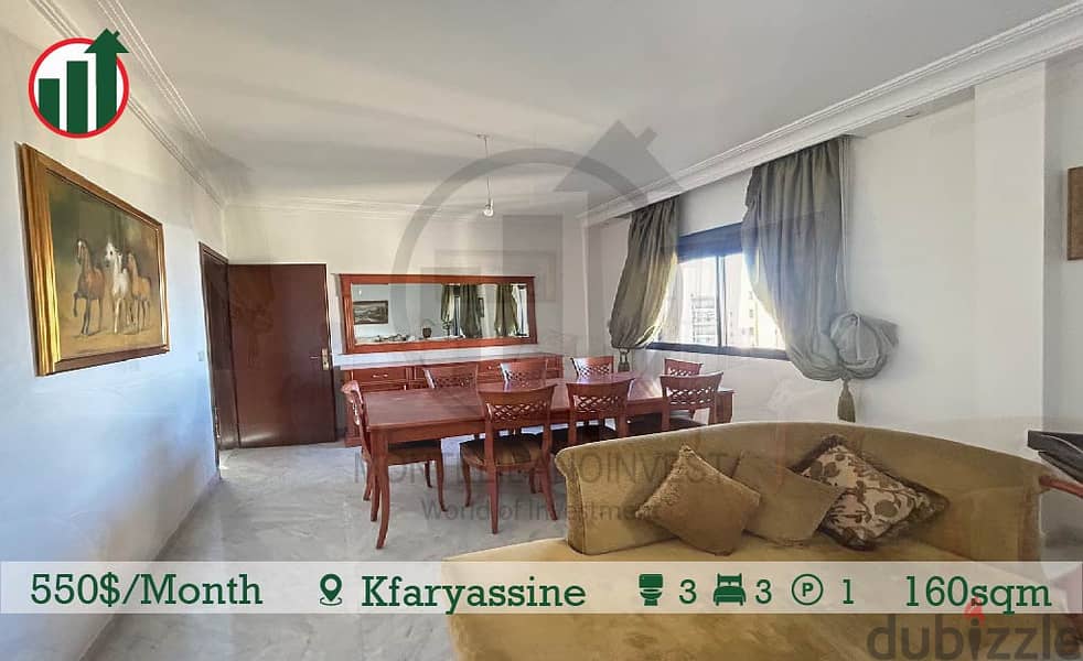 Fully Furnished Apartment for Rent in Kfaryassine !! 4