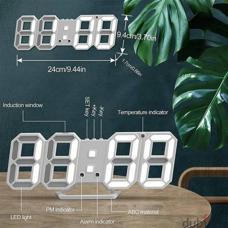 Digital 3D LED Numerals Time Clock 3