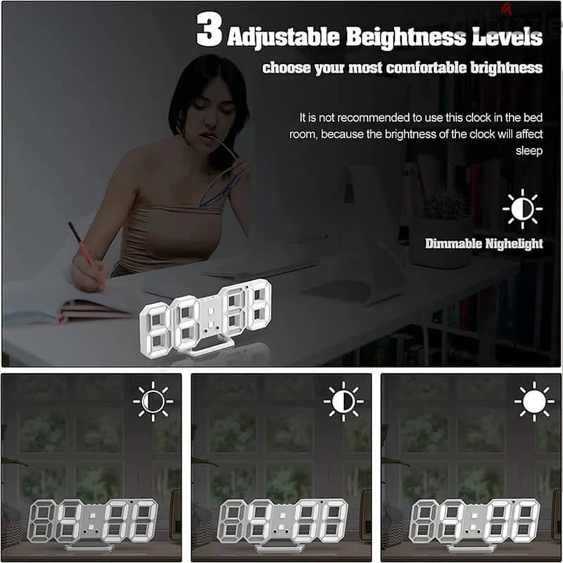 Digital 3D LED Numerals Time Clock 5