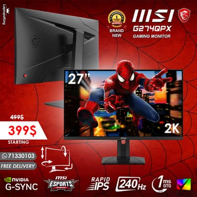 MSI G274QPX 27” 2K 240HZ 1MS RAPID IPS ADJUSTABLE GAMING MONITOR