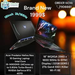 High End Gaming Laptop/ ACER Predator Helios Neo18/i9-14900HX+RTX4070