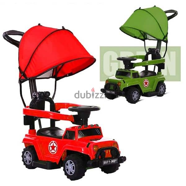 4-Wheel Jeep Push Car With a Canopy 1