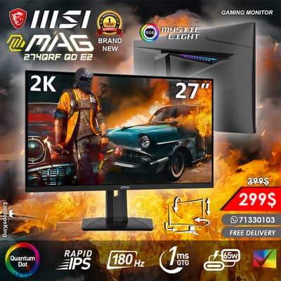 MSI MAG SERIES 274QRF QD E2 180HZ 2K 1MS RAPID IPS 27” GAMING MONITOR