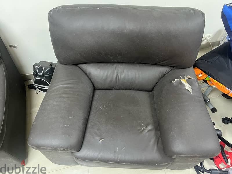 Sofa Couch Leather Black 2