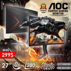 Aoc 27" C27G2Z 280hz 0.5ms 1500r Fhd Curved Gaming Monitor 0