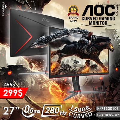 Aoc 27" C27G2Z 280hz 0.5ms 1500r Fhd Curved Gaming Monitor