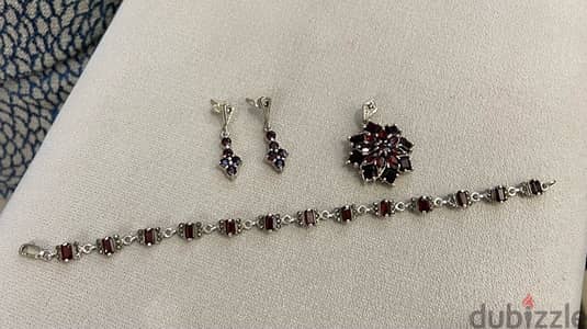 silver sterling 925 and grenat set