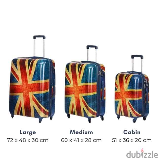 Union Jack Suitcase Set – 3-Piece Vintage Luggage Travel Bags 3