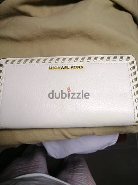 NEW Michael Kors Zip Wallet / White Leather Pouch 2