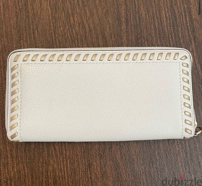 NEW Michael Kors Zip Wallet / White Leather Pouch 7