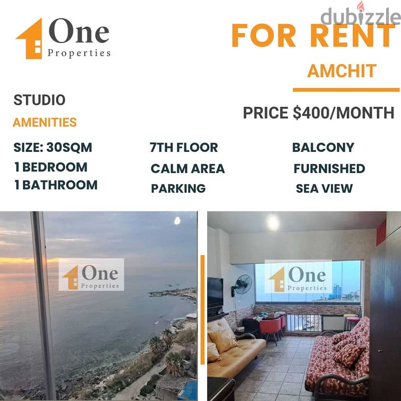 FURNISHED STUDIO FOR RENT IN AMCHIT(OPEN SEA VIEW) 0