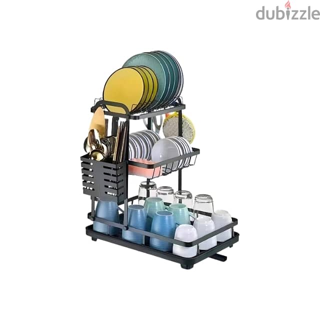 Aluminum Dish Drying Rack with Utensil Holder – 3-Tier Organizer 3